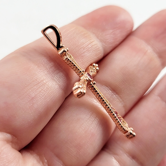 Rose Gold Cross Pendant - Picture 5 of 8